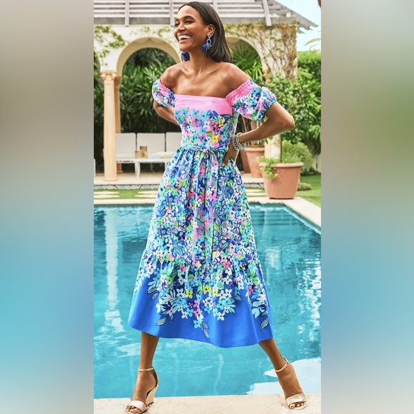 NWOT Lilly Pulitzer Zalie Cotton Midi Dress 6 - Picture 2 of 15